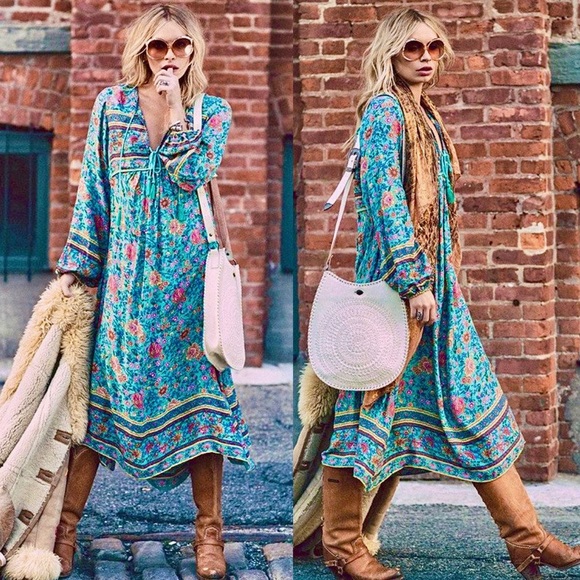 πΊπHPππΊ NWT Spell & The Gypsy Folk Town Boho Midi Dress - Picture 8 of 16